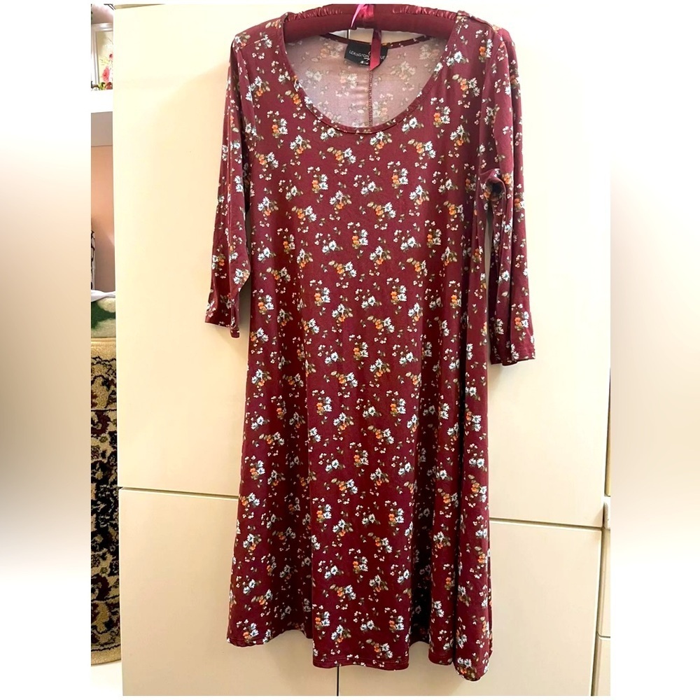 VTG Floral Burgundy Dress Lexington Avenue  size M